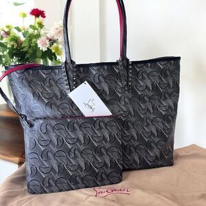 Christian Louboutin Cabata Leather Toile Tote & Pouch